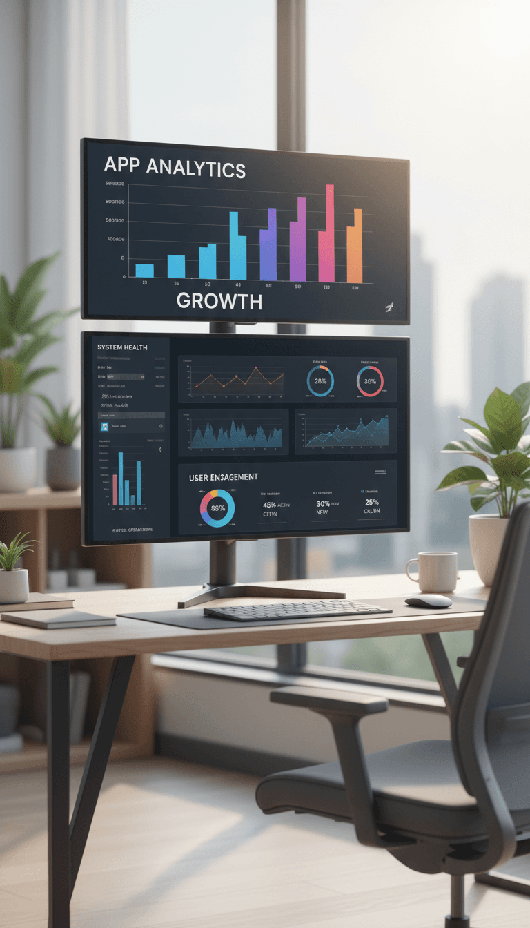 App maintenance dashboard with real-time monitoring and performance metrics