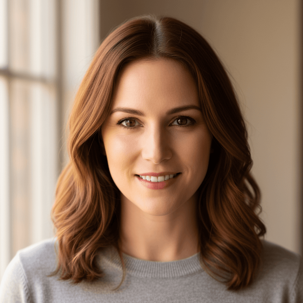 Professional headshot of performer with confident expression against soft neutral background and warm studio lighting